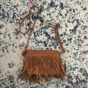 Stylish Brown Fringe Crossbody Bag